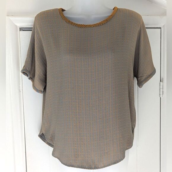 VTG Platinum by Dorothy Schoelen Maximalist Metallic Gold Retro Glam Top S - Picture 1 of 9